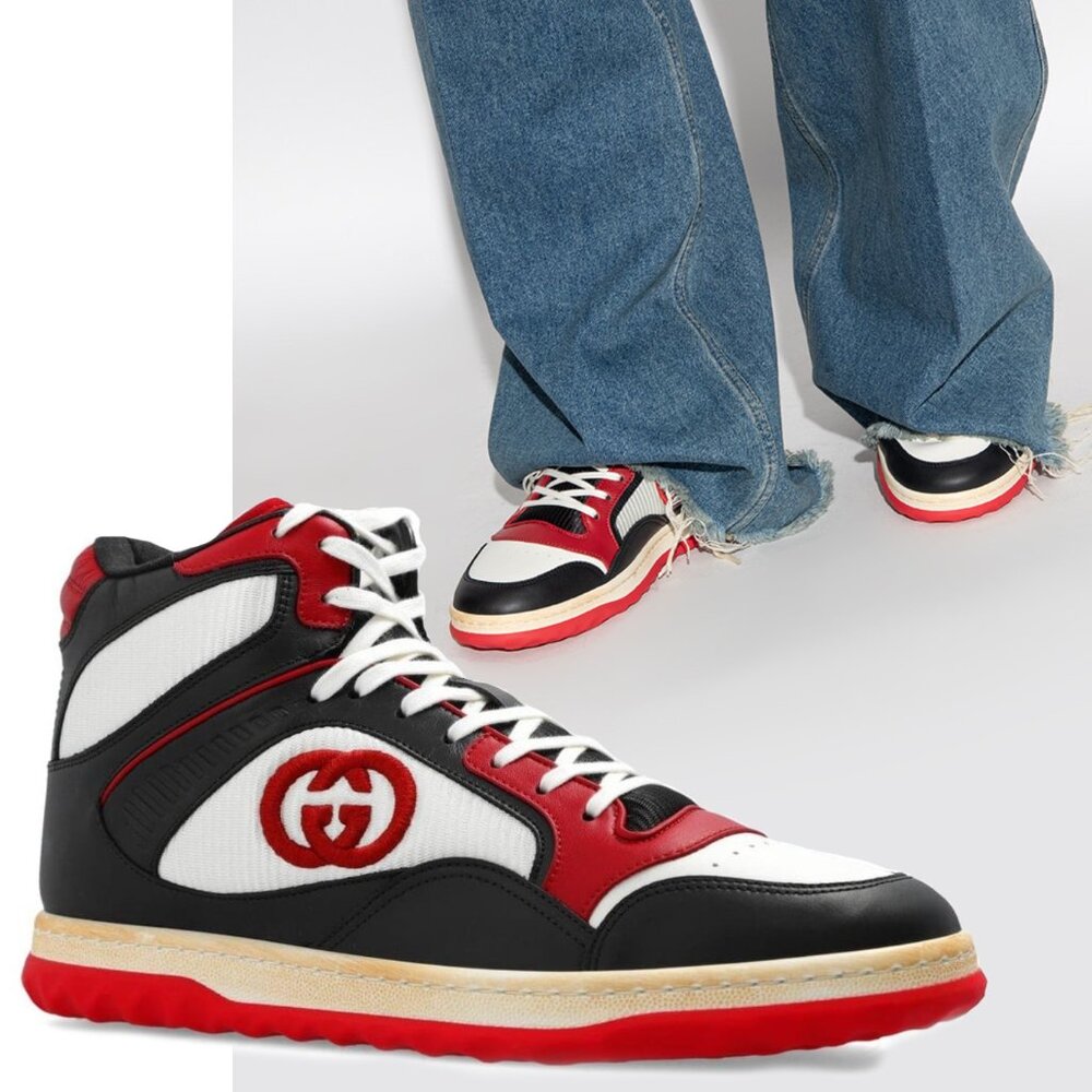 GUCCI SNEAKERS MENS MAC 80 EMBROIDERED HIGH TOP SHOES w LOGO